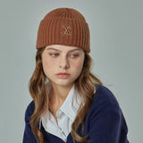 VA Curved Logo Washed Beanie / Brown