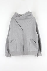 Diagonal Zipper Hood Zip-Up