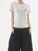 Star lettering patch short-sleeve T-shirt -3C