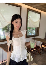 ラブリー半袖フリルノースリーブブラウス