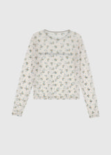 フラワープリントメッシュTシャツ_ホワイト