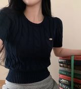 [BELLIDE MADE] Horin Cable Round Short Sleeve Knitwear
