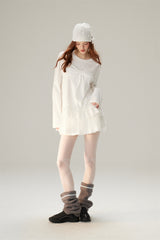 Sweet & Cool Lace Accent Ribbon Point Long T-Shirt