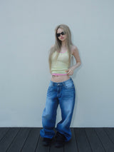 true hoop pink denim