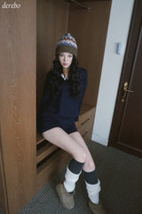 Twisted collar knit pants two-piece set