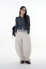 Button hood cardigan
