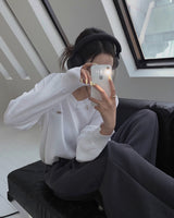[Bellide made] シルエットサマーVネックルーズフィットニット