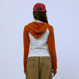 Asymmetric Ruched Hoodie (ORANGE)