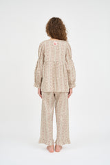 (24230WTLLN) ULLALA PAJAMAS Mazzle Long Sleeve Two-Piece Cream (30'S) Free Size