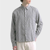 Crop Check Long Sleeve Shirt Cool Gray