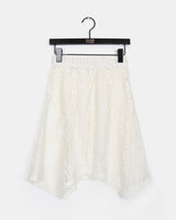 Dome lace see-through unbalanced layered midi skirt