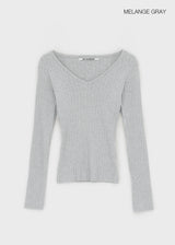 [MADE] Dearly V-Neck Ribbed Knit
