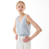 LINEN V-NECK SLEEVELESS KNIT SKY BLUE