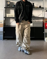 OR high neck knit leather jacket