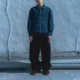 Velvet denim work pants / Dark navy