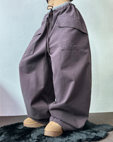 PEACH FLEECE🍑AMERICAN BIG OVER COTTON BALLOON PANTS 🤎💜🖤3COLOR
