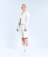 85-VIVAJ049 Line Beads Crop Tweed Jacket White
