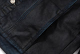 COATED KNIFE-SCRAPED HAND-WIPED DISTRESSED DENIM JACKET
