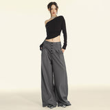American Vintage Button Detail Clean Fit Wide Slacks