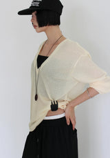 LINEN DEEP V-NECK KNIT