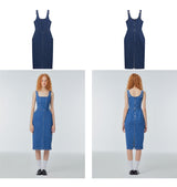 Square-neck denim corset dress