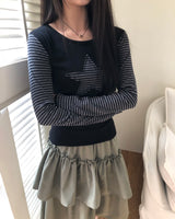 エミュスターパッチストライプロングスリーブTシャツ