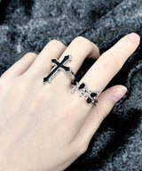 Black flower Ring