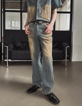 Summer Cool Oil Washed Flare Denim Pants