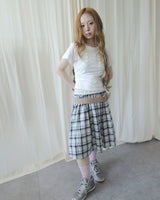 WOOD CHECK FLARE SKIRT