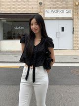 [MADE] Shimiz Dotted Puff Blouse