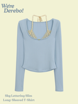 Sky Lettering Slim Long-Sleeved T-Shirt