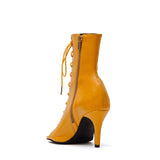 Square Lace-Up Open Toe Heel(Yellow)