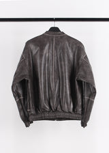 NON COLLAR LEATHER JACKET