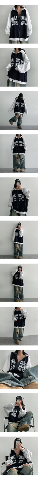 Sponge Color Scheme Raglan Hooded Zip-Up (3 colors)