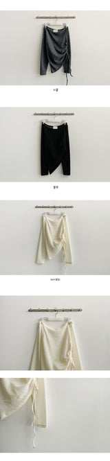 Gentee Shirring Long Sleeve Knit T-shirt