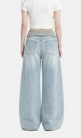 Rina Drawstring Wide Denim Pants