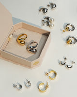 silver pearl dome rhodium plating + 925 silver earrings E062-06H