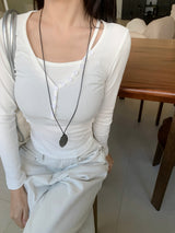 Dear Peach Touch Golji Strap Long Sleeve Top (3 colors)