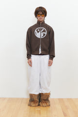 Finger Logo Applique Crop Zip-Up (Brown)