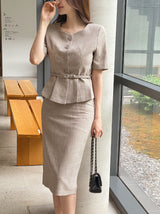 Renne Peplum Jacket (Belt Set)