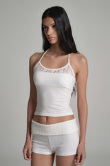 Caramel folded short pants, White