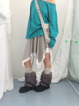 stripe ribbonline wave skirt