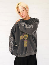 VENTIQUE ピグメントホーリースウェットシャツ 2colors