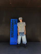 Rope Light Washing Bermuda Denim Pants