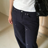 Kirif Slit Rivet Cotton Pants