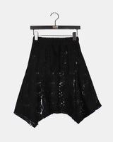 Dome lace see-through unbalanced layered midi skirt