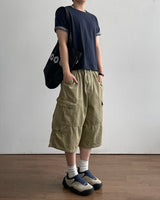 ターンバック クロップド ロールアップ ショートスリーブ Tシャツ