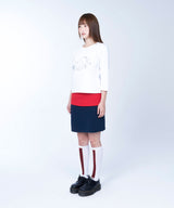 Folded colorblock skirt (navy)
