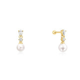 ゴールドシェルパールドロップバーボールシングルピアス E070-15G