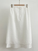 Digen Check Dot String Layered Long Skirt
